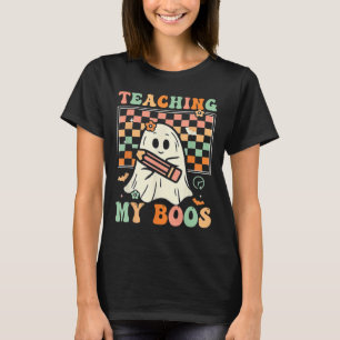 Camiseta Professora Cute Ghost Groovy Professora Halloween