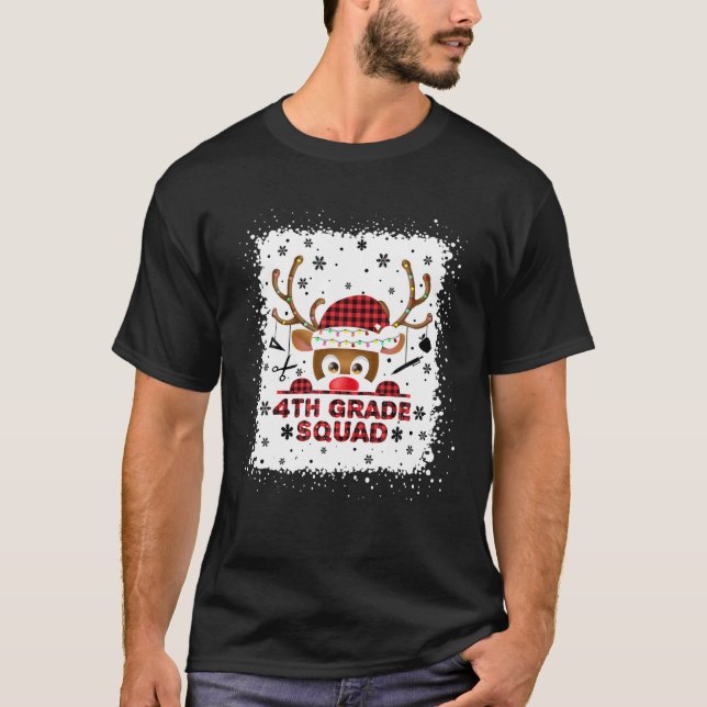Camiseta Professora Da 4ª Série Reena De Natal De Reindeer  (Frente)