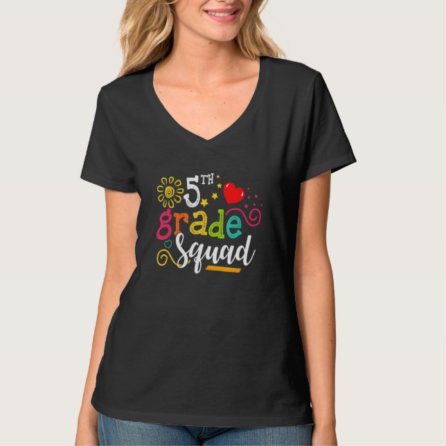 Camiseta Professora Da 5 Grama De Esquadrão De Volta À Esco (Frente)