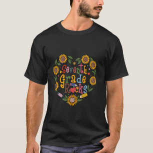 Camiseta professora da 7ª série coração girassol Sétima Sér