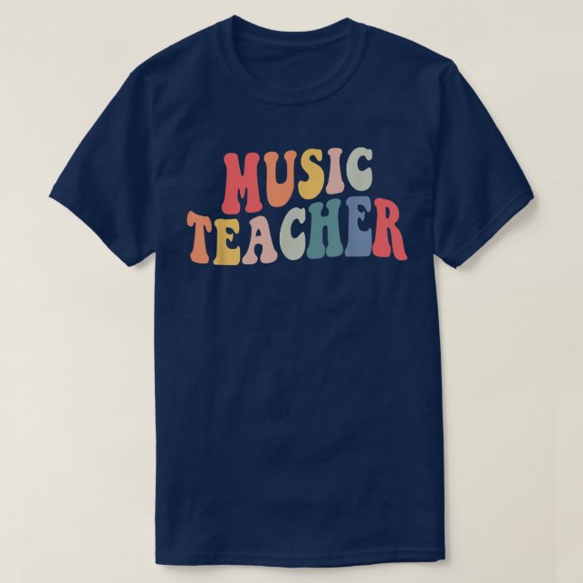 Camiseta Professora Da Equipe De Música Da Groovy De Volta  (Frente do Design)
