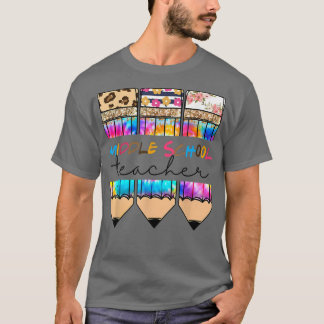Camiseta Professora da Escola Média Leopard Tie Dye Pencil 
