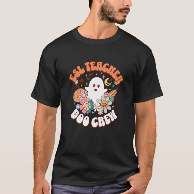 Camiseta Professora da ESL Boo Crew ghost bompkin retro Gro (Frente)