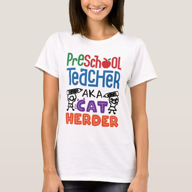 Camiseta Professora da pré-escola, Cat Herder (Frente)