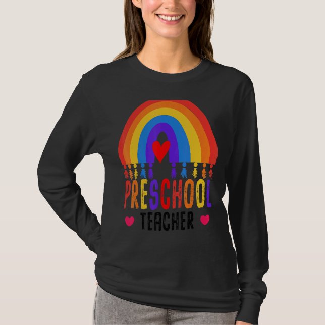 Camiseta Professora Da Pré-Escola De Volta À Apreciação Da  (Frente)