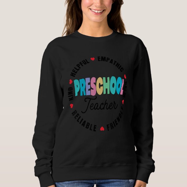 Camiseta Professora Da Pré-Escola De Volta À Apreciação Da  (Frente)