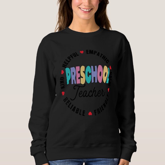 Camiseta Professora Da Pré-Escola De Volta À Apreciação Da  (Frente)
