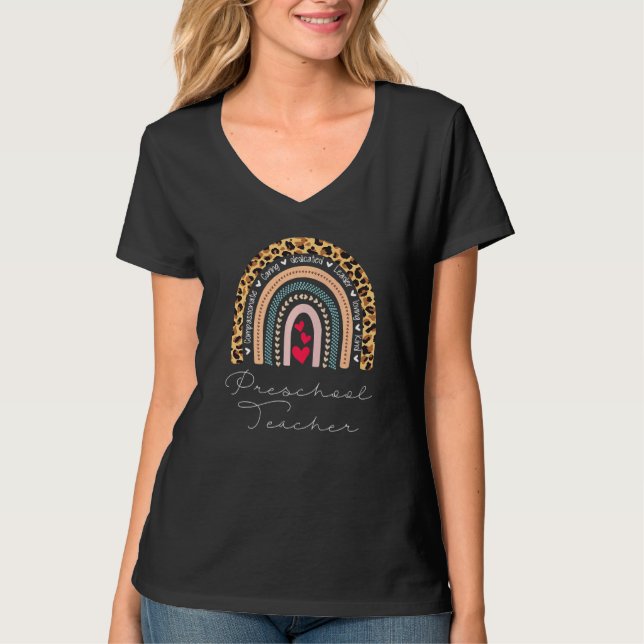 Camiseta Professora Da Pré-Escola De Volta À Apreciação Da  (Frente)