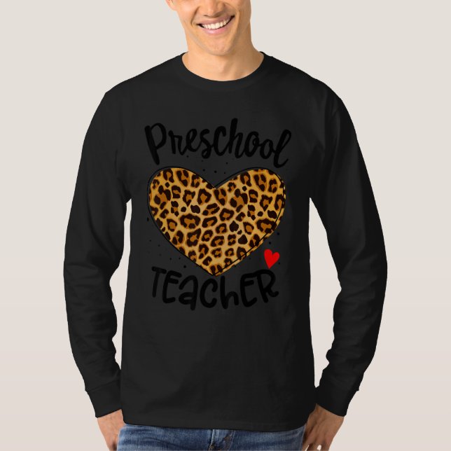 Camiseta Professora da pré-escola Leopard na escola de apoi (Frente)