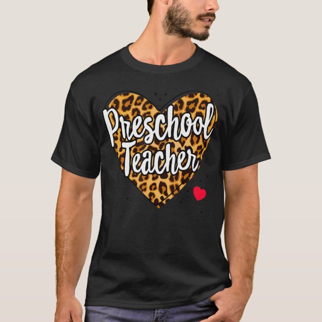 Camiseta Professora da pré-escola Leopard na escola de apoi (Frente)