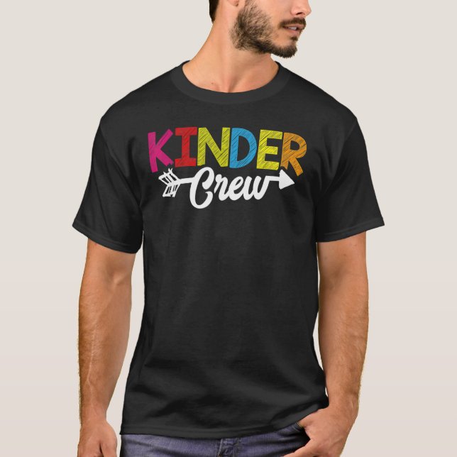 Camiseta Professora Da Tripulação Do Kindergarten 1rua Dia  (Frente)