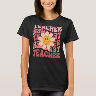 Camiseta Professora Daisy Flowers Retro Groovy 70s Dia de o