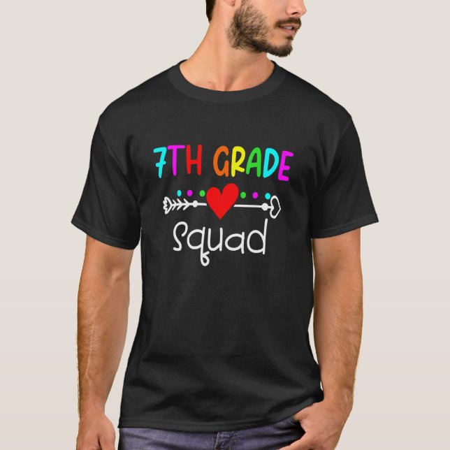 Camiseta Professora De 7 Grau Quadrado Estudante De Volta À (Frente)