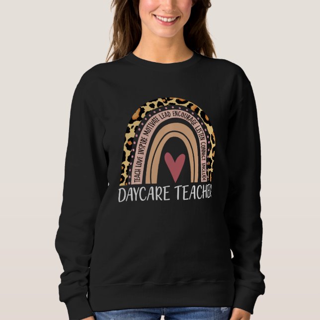 Camiseta Professora De Cuidados De Daycare Boho Rainbow De  (Frente)