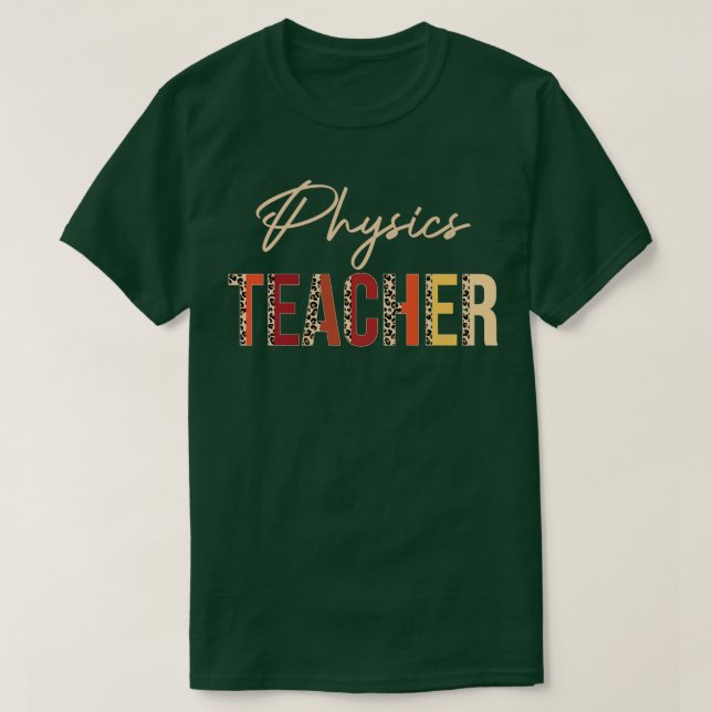 Camiseta Professora de Física Leopard Queda Outonos de outo (Frente do Design)