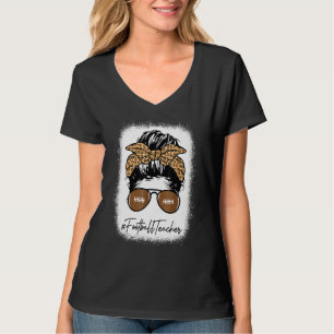 Camiseta Professora De Futebol Sangrento Com Leopard Mensag