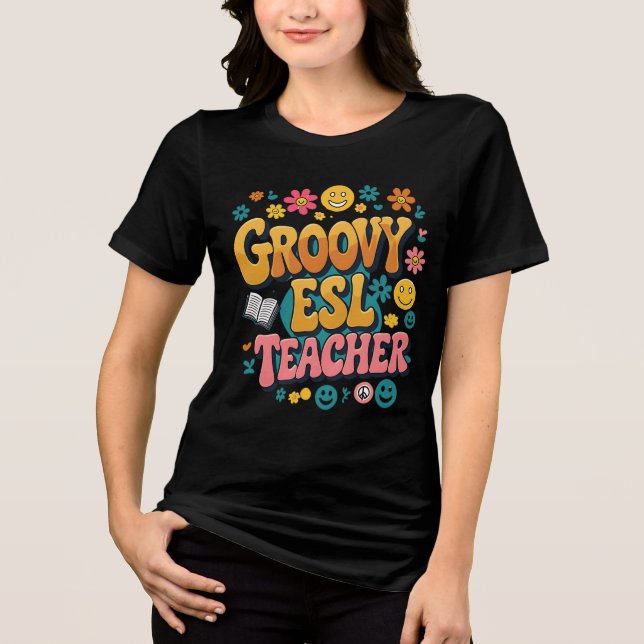 Camiseta Professora de Groovy ESL - Bilíngue Multicultural  (Frente)