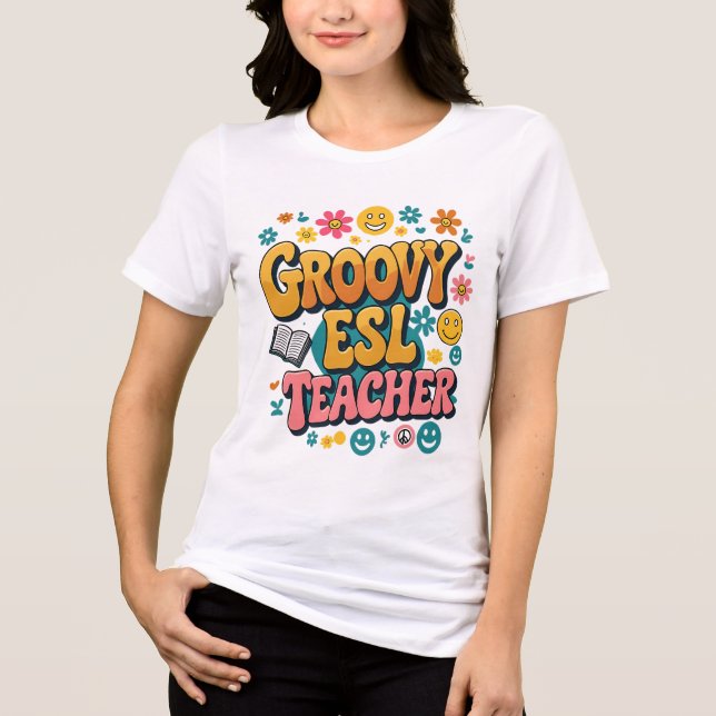 Camiseta Professora de Groovy ESL - Bilíngue Multicultural  (Frente)