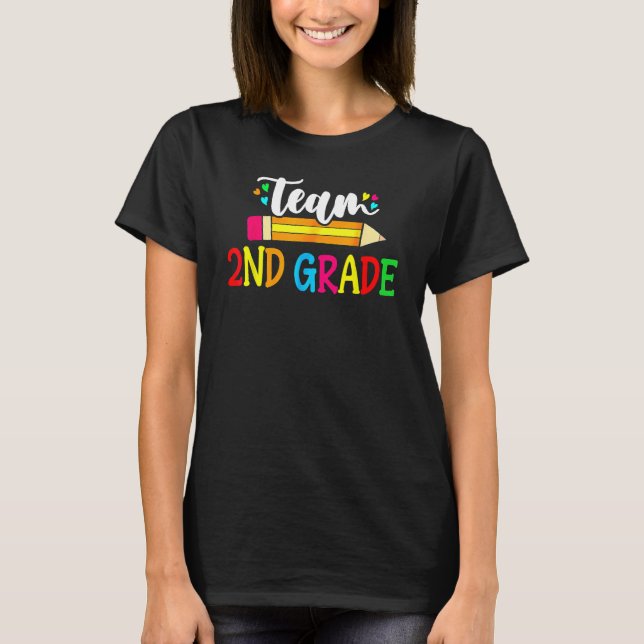 Camiseta Professora De Lápis De Nível De segundo Da Equipe  (Frente)