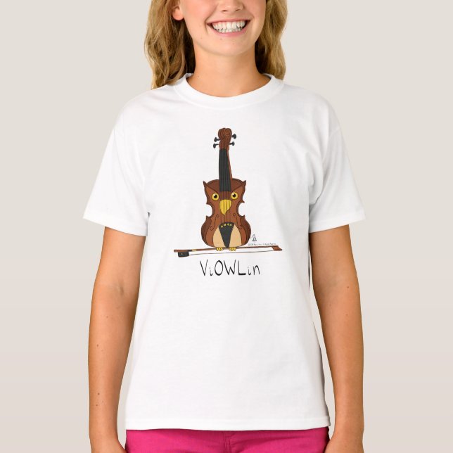 Camiseta Professora De Música Violin Owl Kids (Frente)