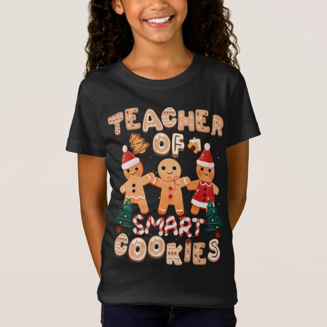 Camiseta Professora de Natal Cookies com Gingerpão giro Eng (Frente)