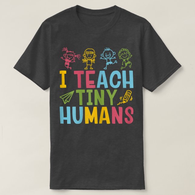 Camiseta Professora de pré-escola feminina Ensino seres hum (Frente do Design)
