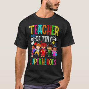 Camiseta Professora De Pré-Filhos De Minúsculos Super-Herói