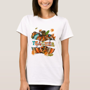 Camiseta Professora de roupas de outono agradeço a Deus