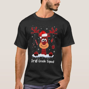 Camiseta Professora de Santa Hat, Reindeer, Xadrez do Quadr
