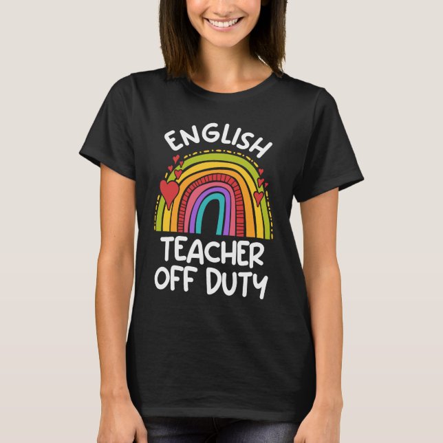 Camiseta Professora de serviço professor de férias de inglê (Frente)