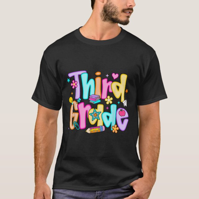 Camiseta Professora de Terceira Série Preppy Volta às Aulas (Frente)