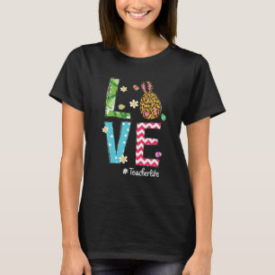 Camiseta Professora Dia da Páscoa Leopardo Ama Professora C