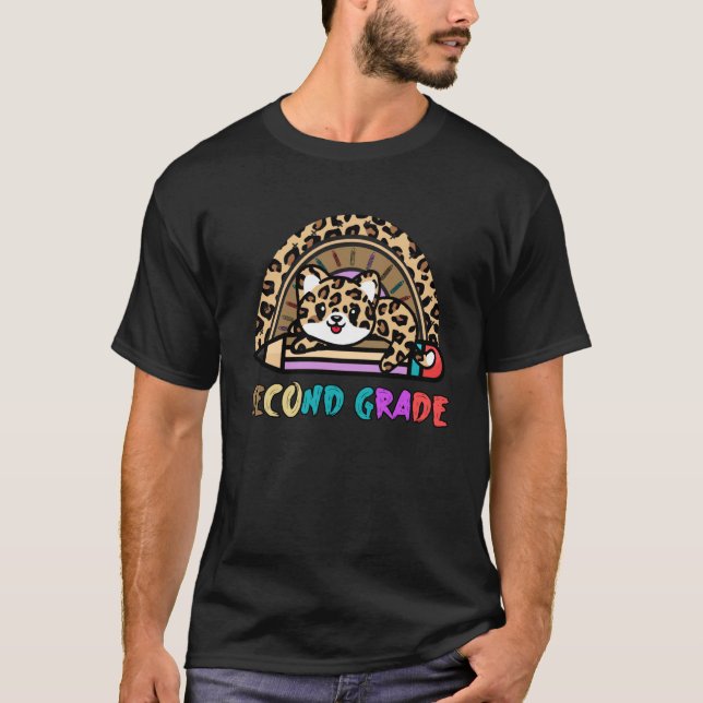 Camiseta Professora do 2º ano Leopard Rainbow Girls (Frente)