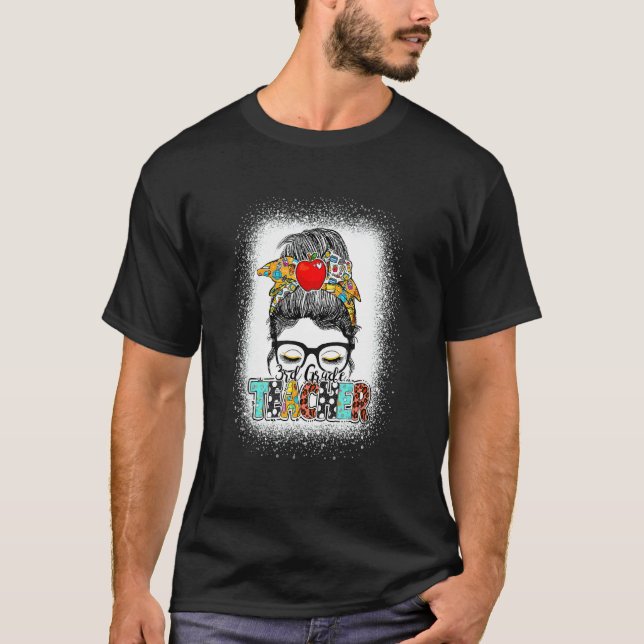Camiseta Professora do 3º ano Cabelo Desarrumado Volta às A (Frente)