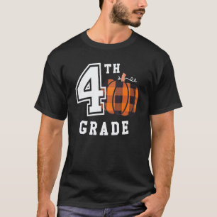 Camiseta Professora do 4º ano Outono Plaid Buffalo Abóbora 