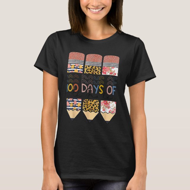 Camiseta Professora Do 4º Grau 100º Dia De Leopar Engraçado (Frente)