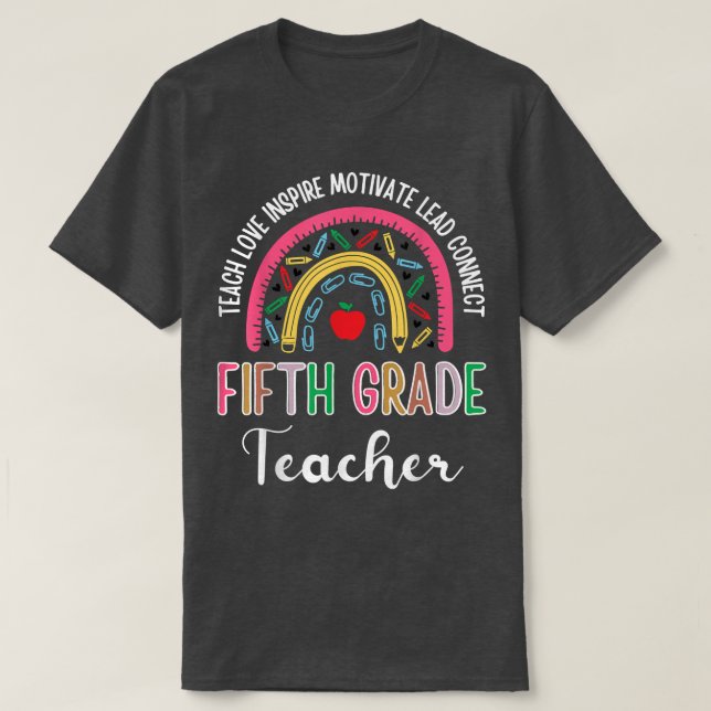Camiseta Professora do 5º ano Ensino Adorável Inspira Boho  (Frente do Design)