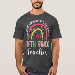 Camiseta Professora do 5º ano Ensino Adorável Inspira Boho