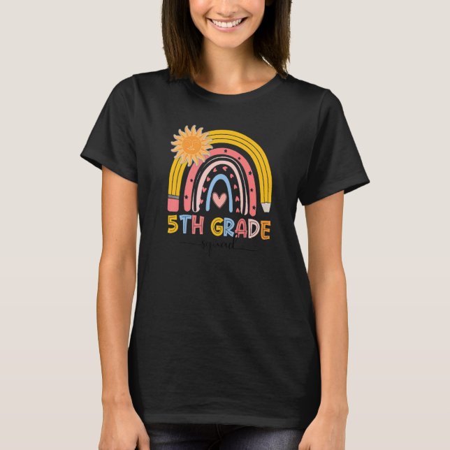 Camiseta Professora Do 5 De Esquadrão Do Boho Rainbow Prime (Frente)