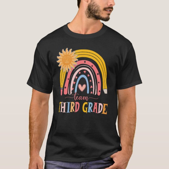Camiseta Professora Do Boho Rainbow Equipe Do Terceiro Grau (Frente)