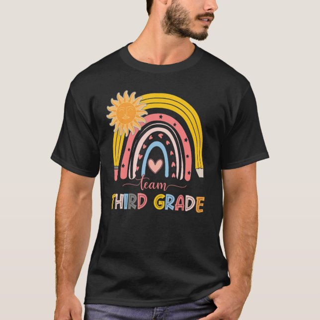 Camiseta Professora Do Boho Rainbow Equipe Do Terceiro Grau (Frente)