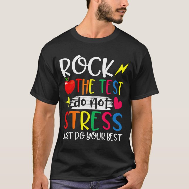 Camiseta Professora do Dia de Prova de Rock (Frente)