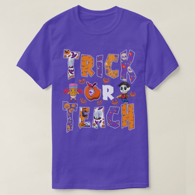 Camiseta Professora Do Ensino De Halloween Assustadora Pump (Frente do Design)
