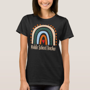 Camiseta Professora do ensino médio Boho Rainbow Graduação