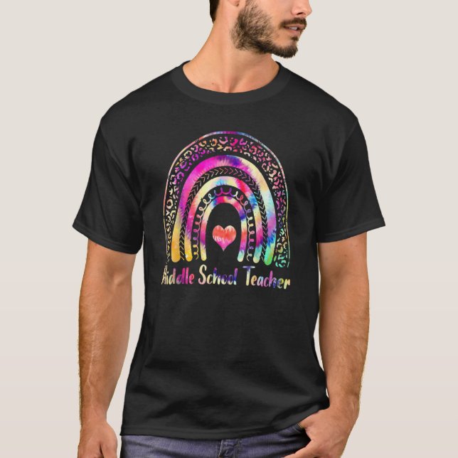 Camiseta Professora Do Ensino Médio Tie Dye Rainbow De Volt (Frente)