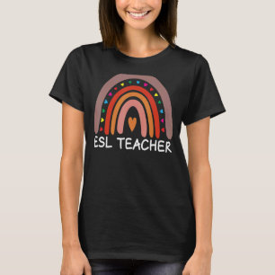 Camiseta Professora do ESL Boho Rainbow De Volta À Escola A