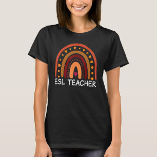 Camiseta Professora do ESL Boho Rainbow De Volta À Escola A