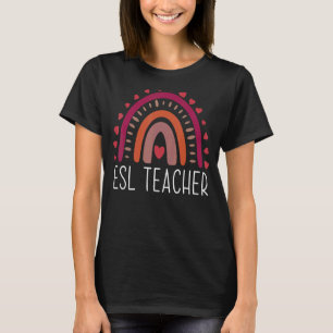 Camiseta Professora do ESL Boho Rainbow De Volta À Escola A