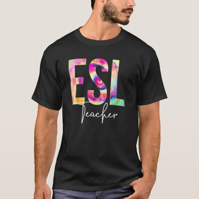 Camiseta Professora Do Esl Tie Dye De Volta Para As Mulhere (Frente)