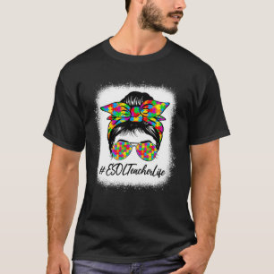 Camiseta Professora do ESOL Messer Bun Suportando Consciênc